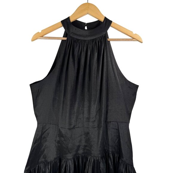 Forever Amelia Ruby Dress pleated maxi cocktail halter Black‎ sz 16 - Picture 3 of 10